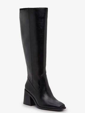 Kelly & Katie Black Knee-High Block Heel Boots